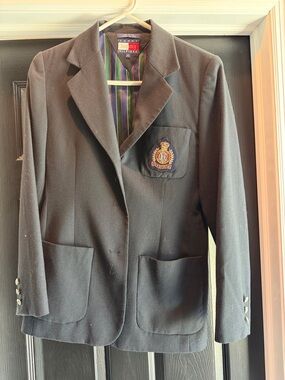 Tommy Hilfiger Navy Women's Blazer with Embroidered Crest